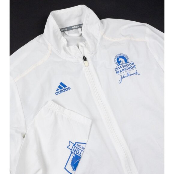 Boston Marathon Running Track Jacket Men's Small Adidas 2014 White Full Zip - Picture 4 of 14